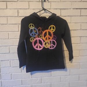 Justice Girls Black Peace Sign Hoodie - Size 8